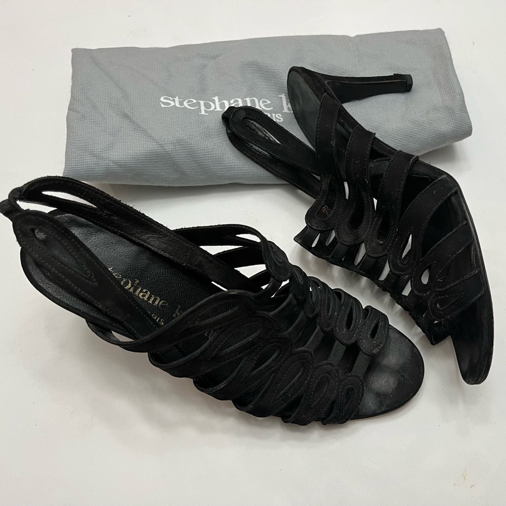 Stephane Kelian Black Strappy Heels